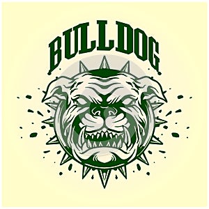 Angry bulldog wild animal head logo illustration