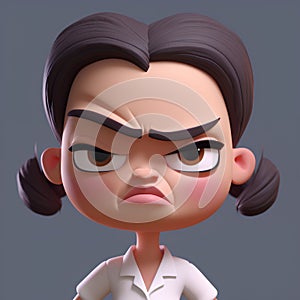 Angry business woman with eyes closed. Emotions concept. 3D rendering.