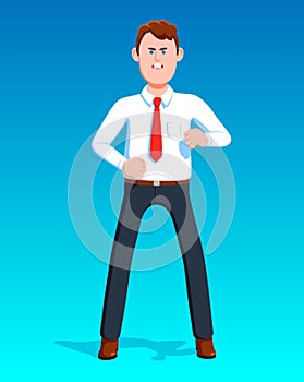 Angry businessman. Annoyed man in shirt and tie