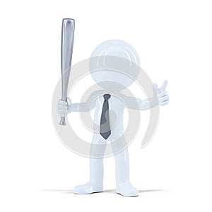 Angry businessman with baseball bat