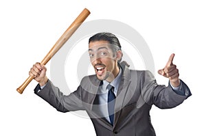 Angry businessman with bat