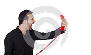 Angry Businessman shouting At Phone