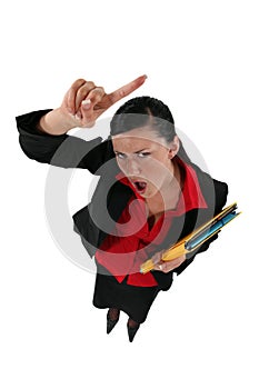 Angry businesswoman shouting
