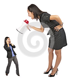 Angry businesswoman yelling