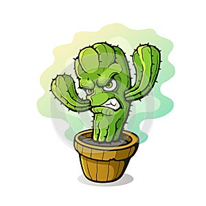 Angry cactus in a flowerpot