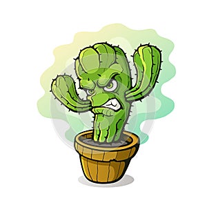 Angry cactus in a flowerpot photo