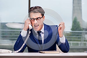 The angry call center employee yelling at customer