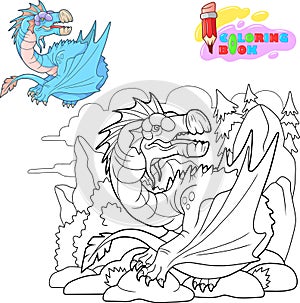 Angry carnivore dragon, funny illustration, design