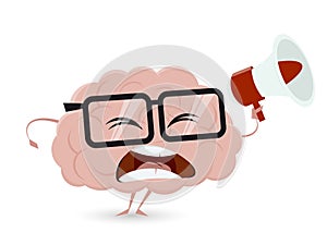 Angry cartoon brain with loudhailer photo