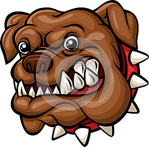 Angry cartoon bulldog head mascot