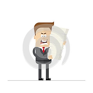 Angry cartoon businessman or manager during the overtime