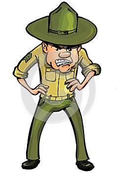 Angry cartoon drill sergeant