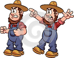 Angry cartoon farmer standing and yelling