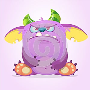 Angry cartoon goblin monster. Vector illustration