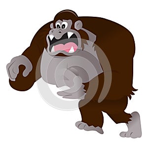 Angry Cartoon Gorilla Lunging Forward