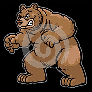 Angry cartoon grizzly bear photo