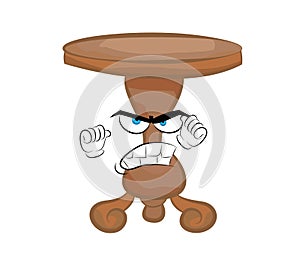 Angry cartoon illustration of antique round table