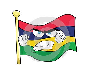Angry cartoon illustration of Mauritius flag