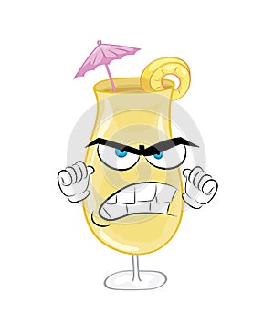 Angry cartoon illustration of pinacolada cocktail