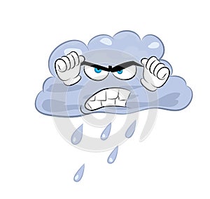Angry cartoon illustration of rain cloud