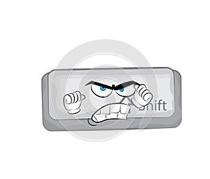 Angry cartoon illustration of shift key