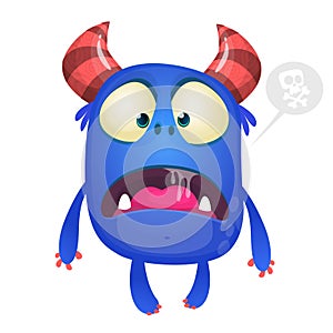 Angry cartoon monster with big eyes. Vector illustration isolated. Design for stickers.