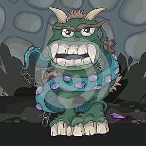 Angry cartoon monster