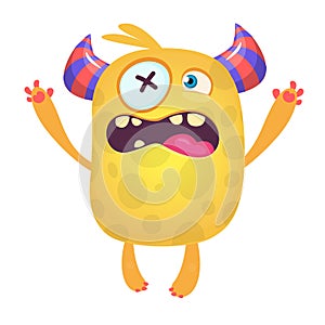 Angry cartoon monster design. Halloween vector illustration of monster character.