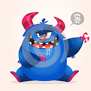 Angry cartoon monster. Halloween vector