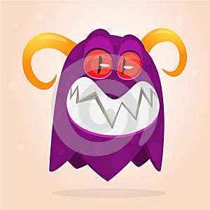 Angry cartoon monster screaming. Funny monster expression. Halloween vector illustration.