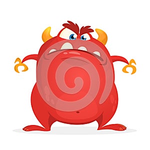 Angry cartoon monster. Vector illustration of red monster character for Halloween.