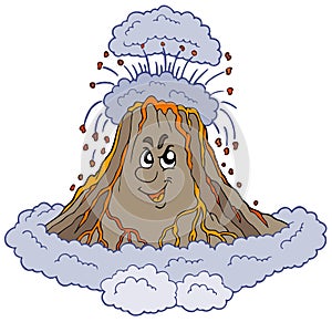 Angry cartoon volcano photo