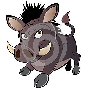 Angry cartoon warthog