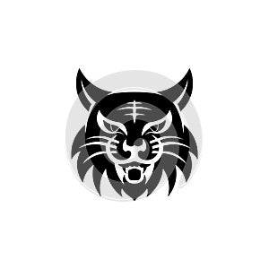 Angry cat head logo, Pet Care Logo with Cat