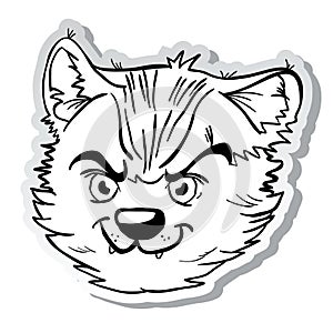 Angry cat sticker black and white