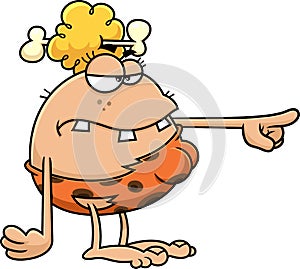 Angry CaveWoman Cartoon Character Pointing