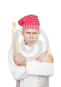 Angry chef with rolling pin