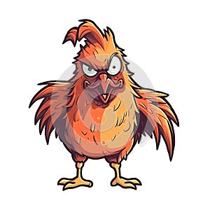 Angry Chicken Sticker On Isolated Tansparent Background, Png, Logo. Generative AI