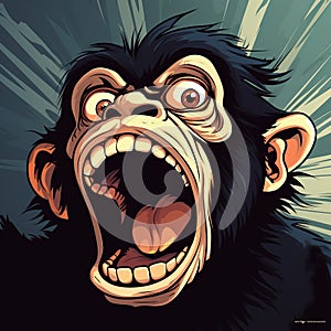 Angry Chimpanzee: A Nightmarish Cartoon With A Sad Expression