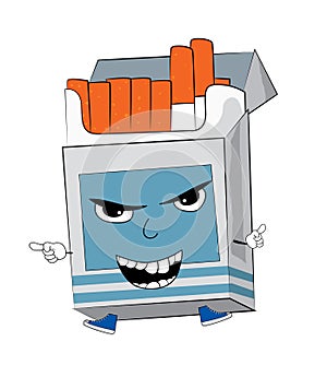 Angry cigaretes pack cartoon