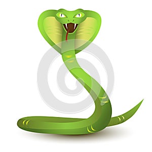 Angry cobra cartoon. Green snake