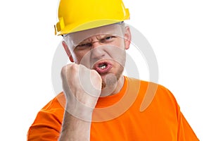 Angry construction worker