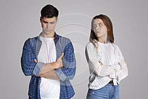 Angry couple ignoring each other, relationship troubles and problems in family