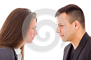 Angry couple not trusting each other