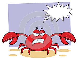 Angry Crab Cartoon Mascot Character