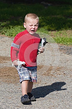 Angry crying boy