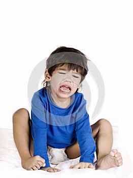 Angry crying toddler boy