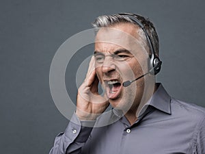 Angry customer support phone operator