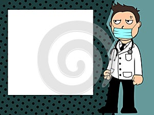 Angry doctor kid cartoon expression frame background