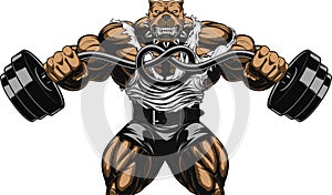 Angry dog bodybuilder